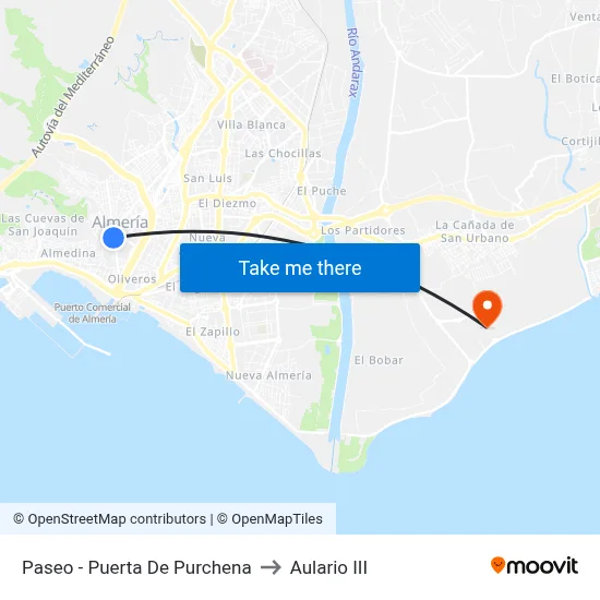 Paseo - Puerta De Purchena to Aulario III map