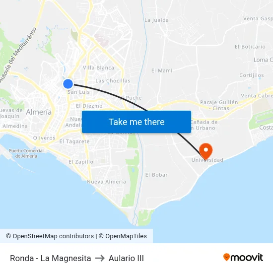 Ronda - La Magnesita to Aulario III map
