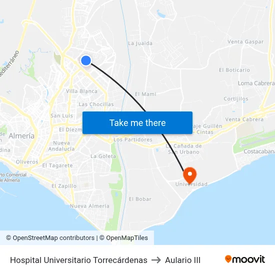 Hospital Universitario Torrecárdenas to Aulario III map