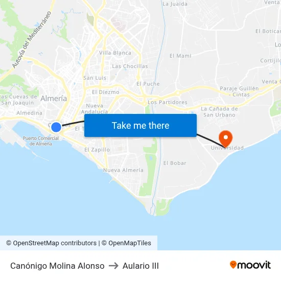 Canónigo Molina Alonso to Aulario III map