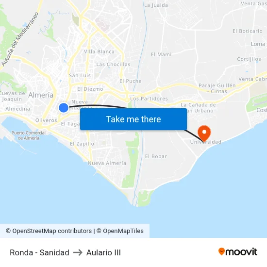Ronda - Sanidad to Aulario III map