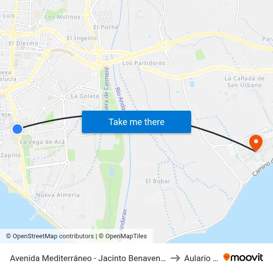 Avenida Mediterráneo - Jacinto Benavente to Aulario III map