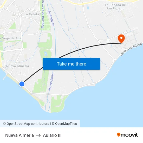 Nueva Almería to Aulario III map
