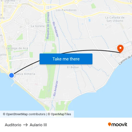 Auditorio to Aulario III map