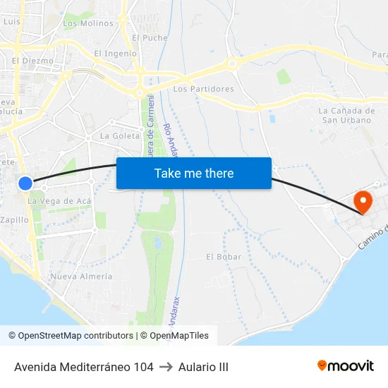 Avenida Mediterráneo 104 to Aulario III map