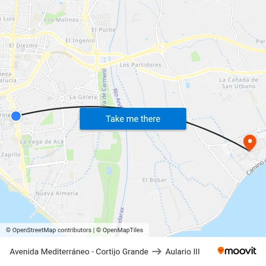 Avenida Mediterráneo - Cortijo Grande to Aulario III map