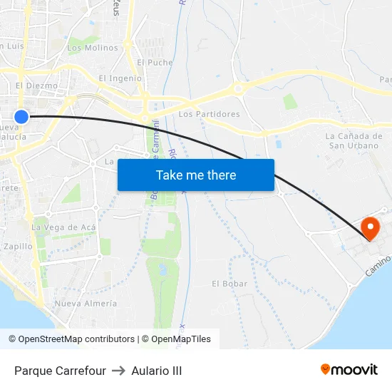 Parque Carrefour to Aulario III map