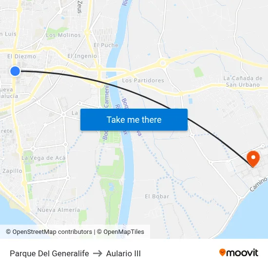 Parque Del Generalife to Aulario III map
