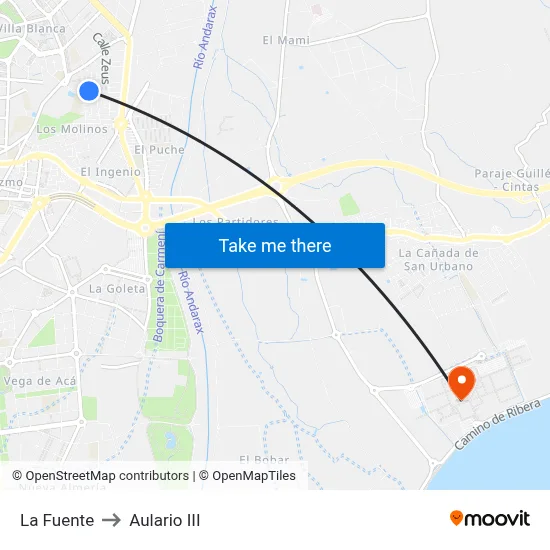 La Fuente to Aulario III map