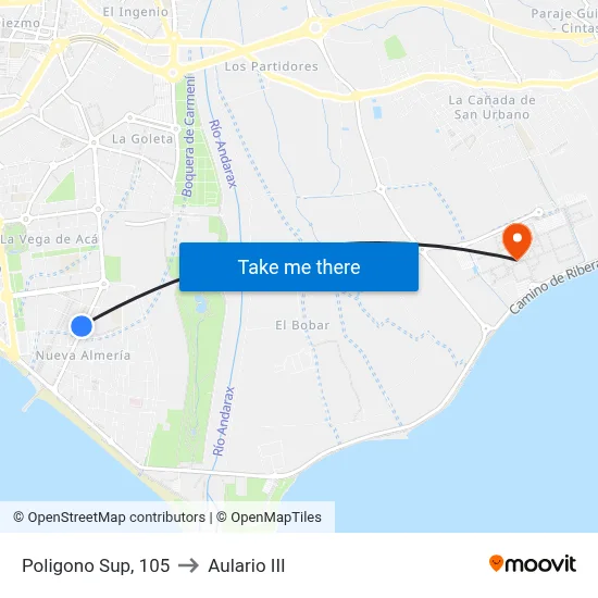 Poligono Sup, 105 to Aulario III map
