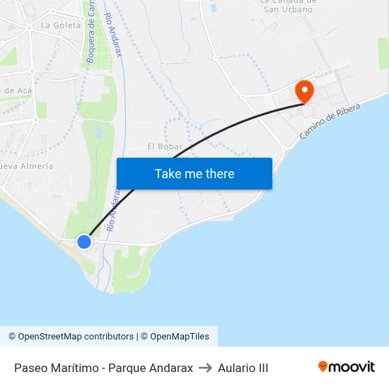 Paseo Marítimo - Parque Andarax to Aulario III map