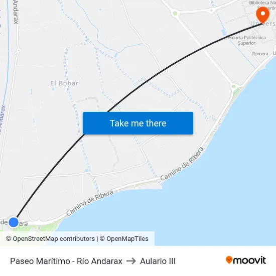 Paseo Marítimo - Río Andarax to Aulario III map