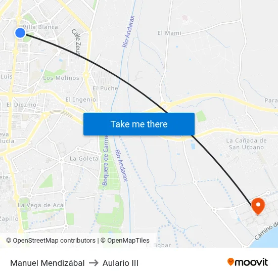 Manuel Mendizábal to Aulario III map