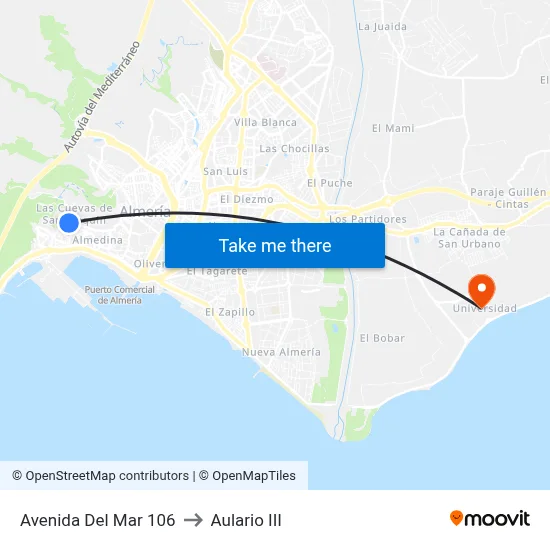 Avenida Del Mar 106 to Aulario III map