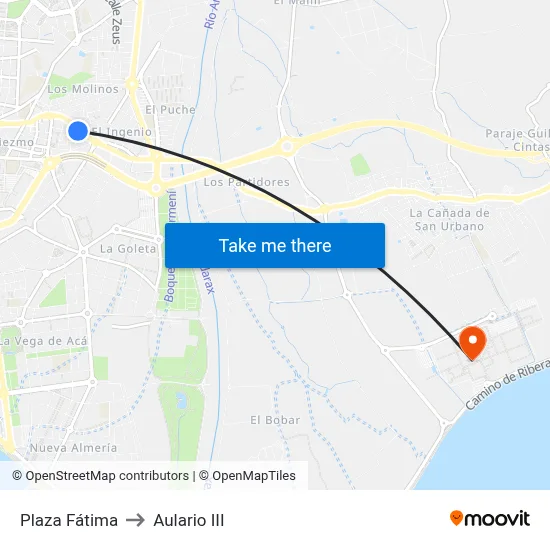 Plaza Fátima to Aulario III map