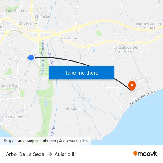 Árbol De La Seda to Aulario III map