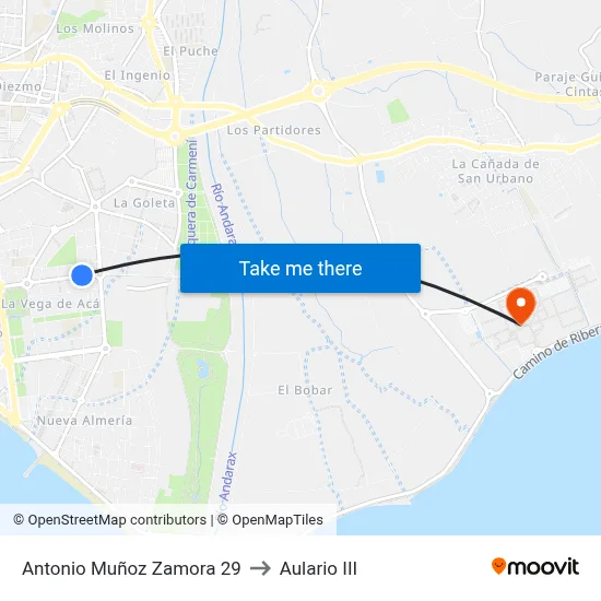 Antonio Muñoz Zamora 29 to Aulario III map