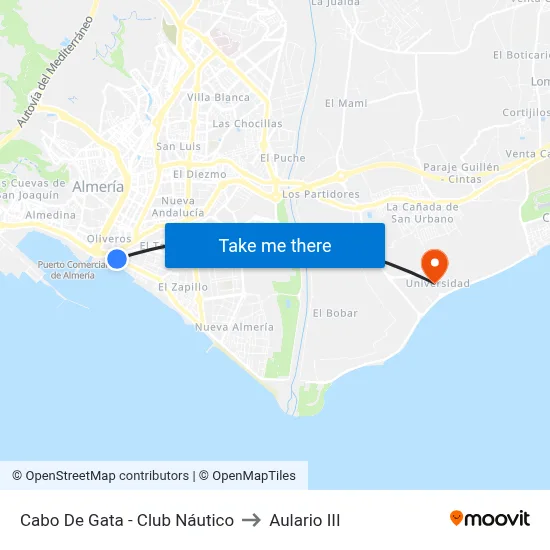 Cabo De Gata - Club Náutico to Aulario III map