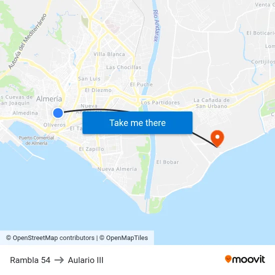 Rambla 54 to Aulario III map