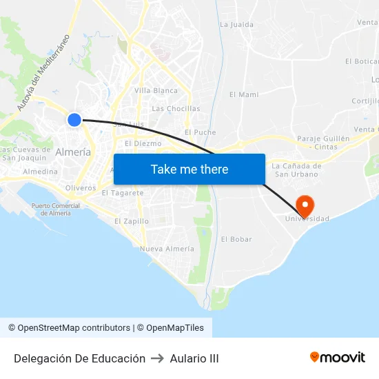 Delegación De Educación to Aulario III map
