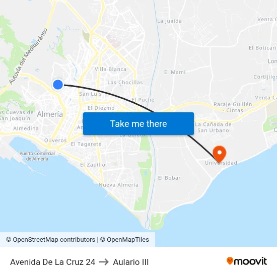 Avenida De La Cruz 24 to Aulario III map