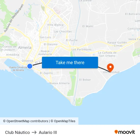 Club Náutico to Aulario III map