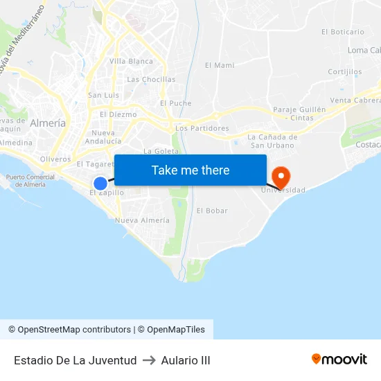 Estadio De La Juventud to Aulario III map