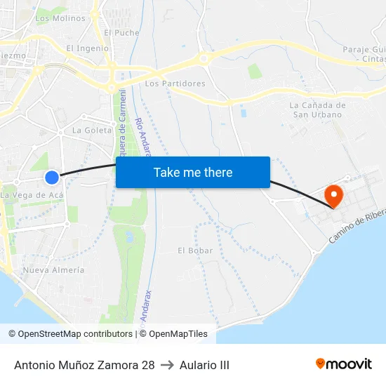 Antonio Muñoz Zamora 28 to Aulario III map