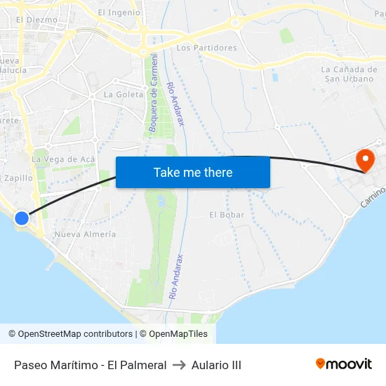 Paseo Marítimo - El Palmeral to Aulario III map