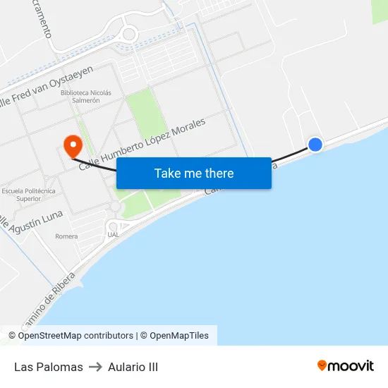 Las Palomas to Aulario III map