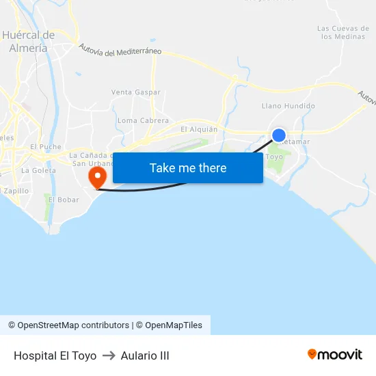 Hospital El Toyo to Aulario III map