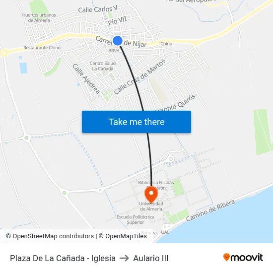 Plaza De La Cañada - Iglesia to Aulario III map