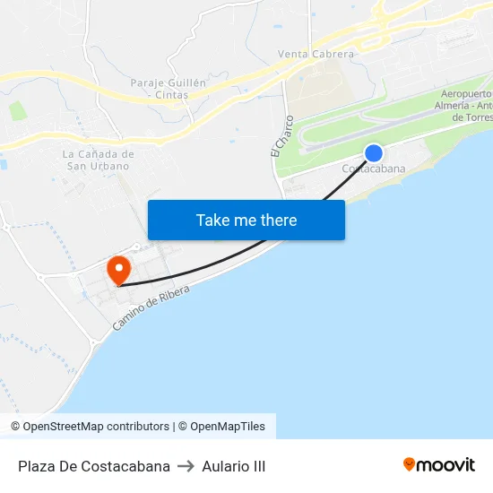 Plaza De Costacabana to Aulario III map