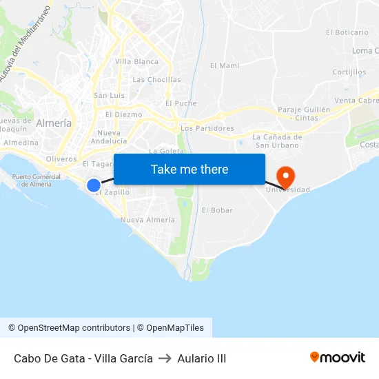 Cabo De Gata - Villa García to Aulario III map
