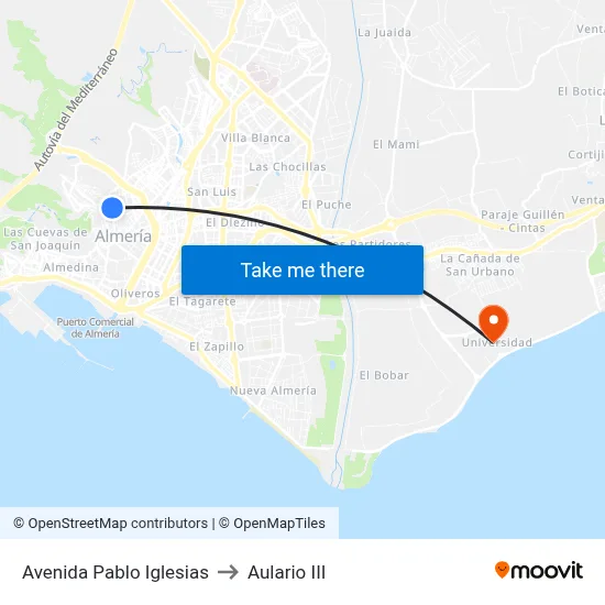 Avenida Pablo Iglesias to Aulario III map