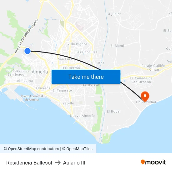 Residencia Ballesol to Aulario III map