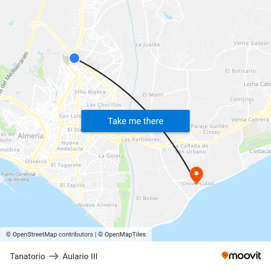 Tanatorio to Aulario III map