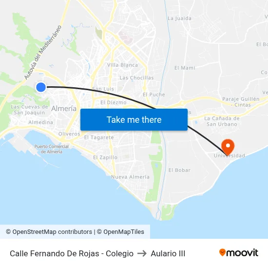 Calle Fernando De Rojas - Colegio to Aulario III map