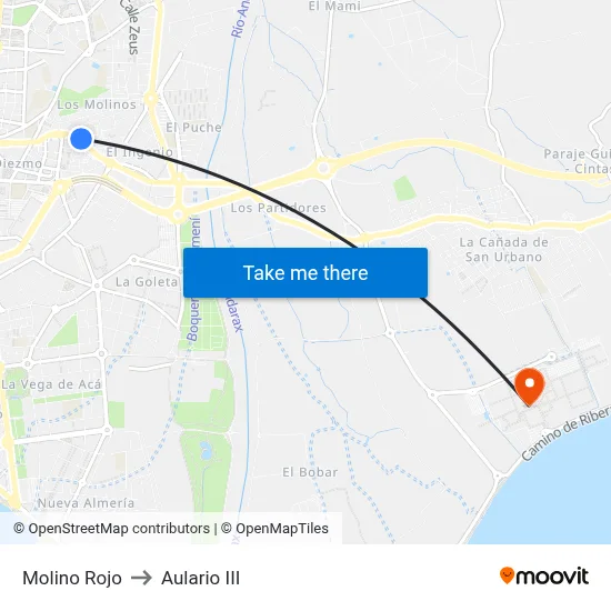 Molino Rojo to Aulario III map