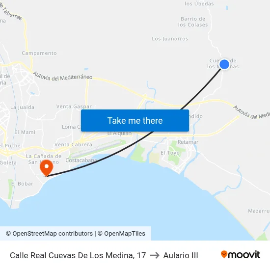 Calle Real Cuevas De Los Medina, 17 to Aulario III map