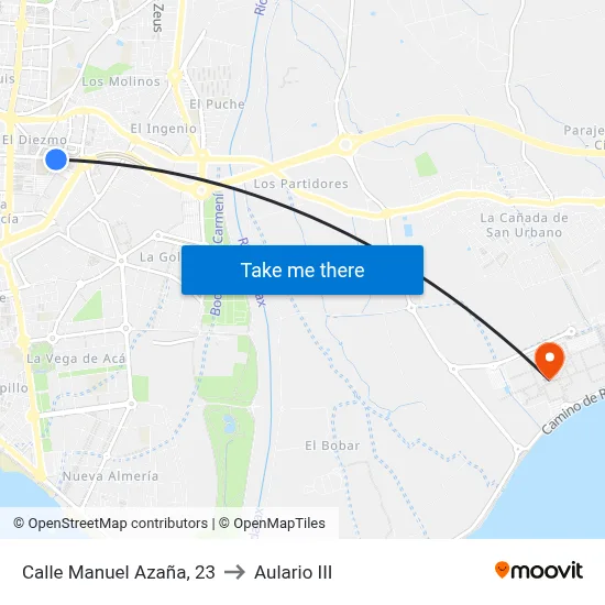 Calle Manuel Azaña, 23 to Aulario III map
