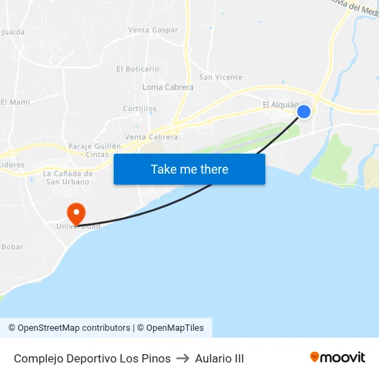 Complejo Deportivo Los Pinos to Aulario III map