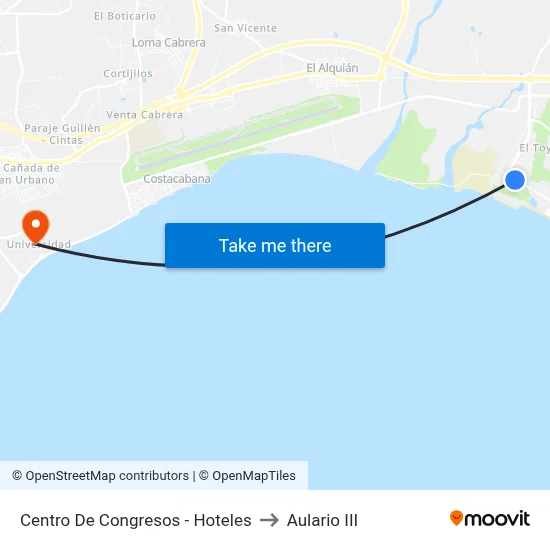 Centro De Congresos - Hoteles to Aulario III map