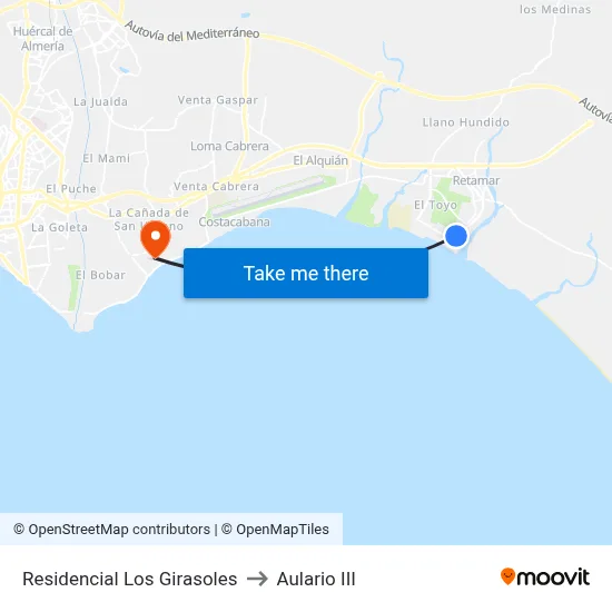 Residencial Los Girasoles to Aulario III map