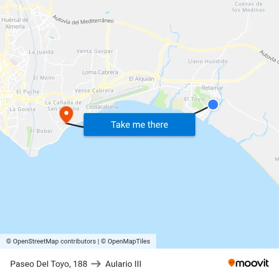 Paseo Del Toyo, 188 to Aulario III map