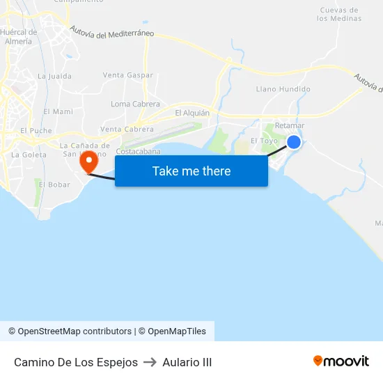 Camino De Los Espejos to Aulario III map