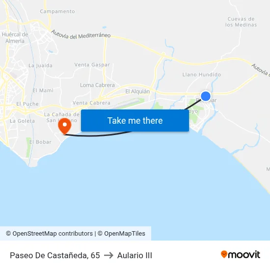 Paseo De Castañeda, 65 to Aulario III map