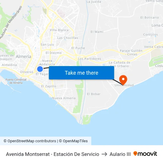 Avenida Montserrat - Estación De Servicio to Aulario III map