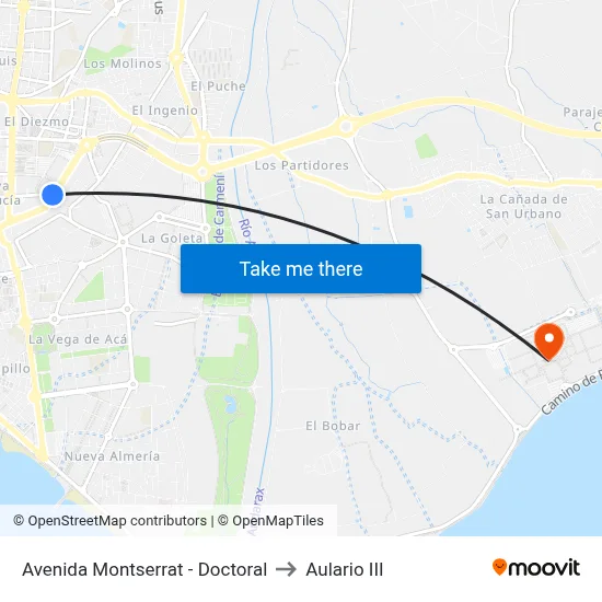 Avenida Montserrat - Doctoral to Aulario III map