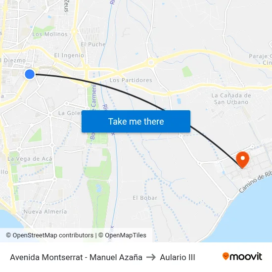 Avenida Montserrat - Manuel Azaña to Aulario III map